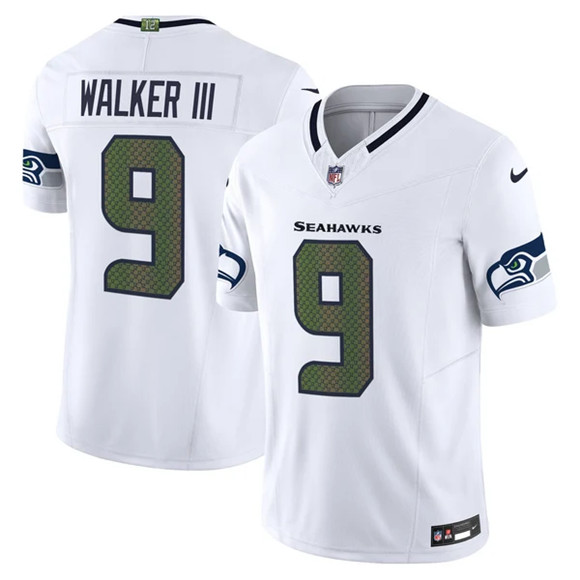 Men's Seattle Seahawks #9 Kenneth Walker III White 2025 F.U.S.E. “Rivalries” Vapor Untouchable Limited Stitched Football Jersey